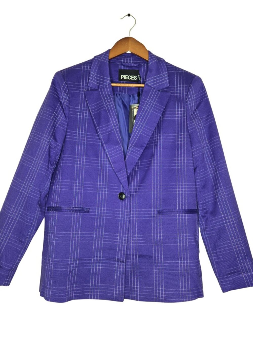 ASOS Pieces Deep Purple Check Oversized Blazer